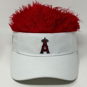 Los Angeles LA Angels Red Flair Hair Visor Hat Cap Kole Calhoun Baseball White